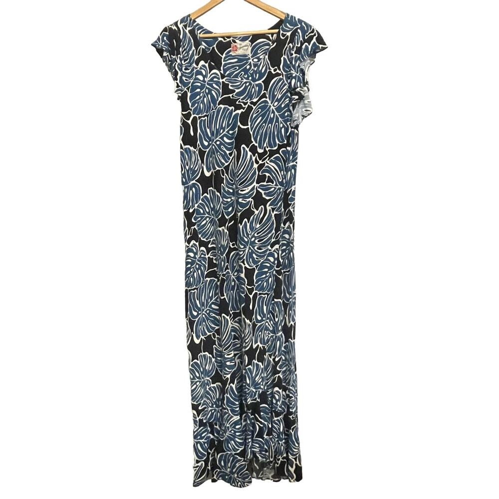 Hilo Hattie Hawaiian‎ Dress Maxi Tropical Floral Print Viscose USA Made XL